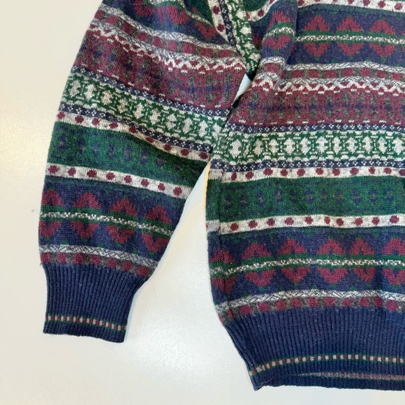 Vintage Ottimo Men's Size Large Maroon Navy/Purple Wool Blend Crewneck Sweater - Picture 4 of 13